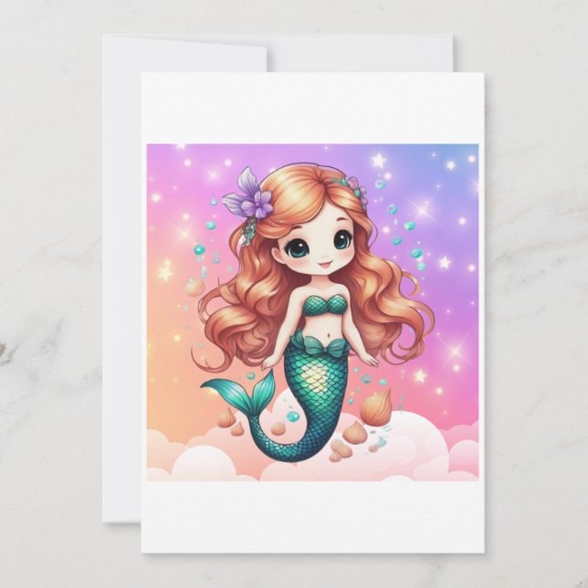 mermaid illustration invitation (Front)
