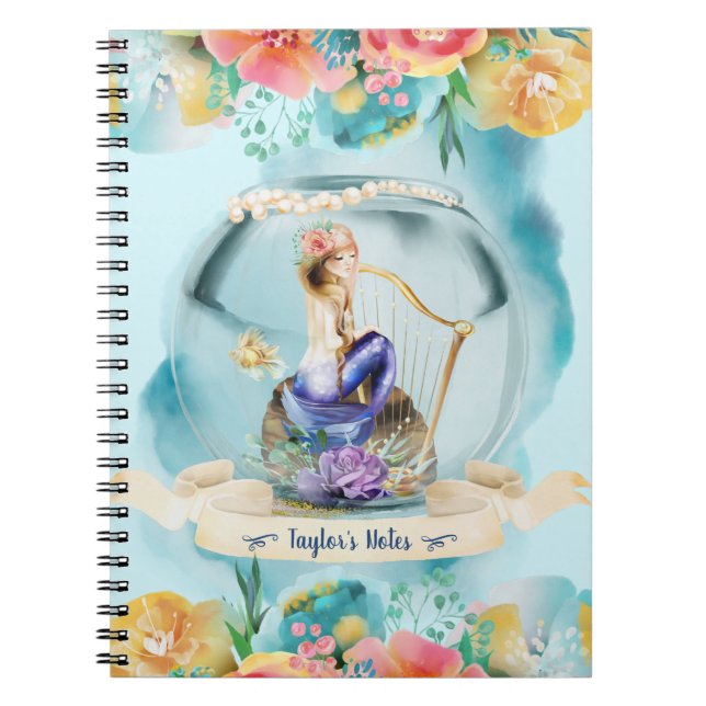 Mermaid Illustration Under The Ocean Girl Diary Notebook (Front)