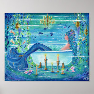 Mermaid in a bathtub art by Renee Lavoie  Poster