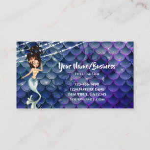 Mermaid in Blue ~ Sparkling Under the Sea Beach Business Card