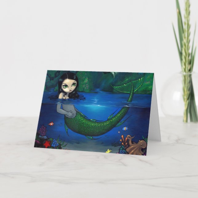 "Mermaid in Her Grotto" Greeting Card (Front)