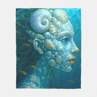 Mermaid in shells - painting style fleece blanket