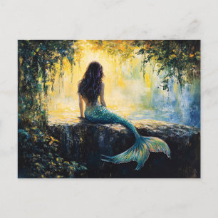Mermaid in the Cove Painting Postcard