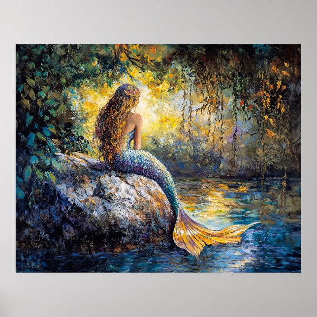 Mermaid in the Grotto Painting Poster (Front)