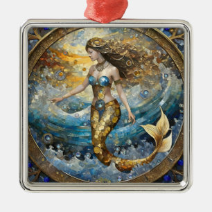 Mermaid in the Ocean Waves Metal Ornament