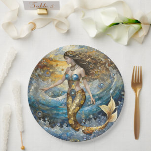 Mermaid in the Ocean Waves Paper Plate
