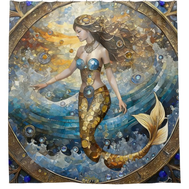 Mermaid in the Ocean Waves Shower Curtain (Front)