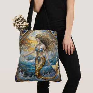 Mermaid in the Ocean Waves Tote Bag