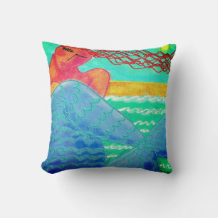 Mermaid in the Sunlight Abstract Art Cushion