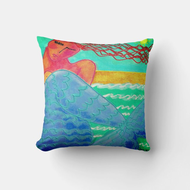Mermaid in the Sunlight Abstract Art Cushion (Front)