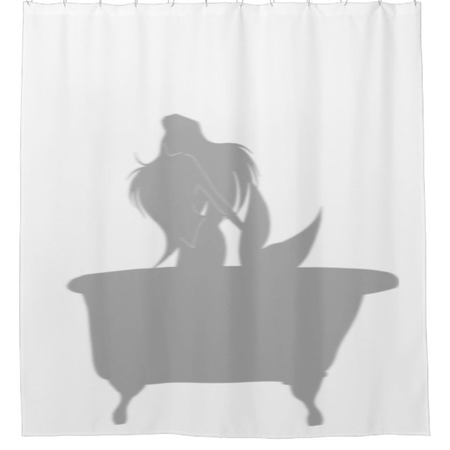 Mermaid In the Tub Shower Silhouette Shadow Fun Shower Curtain (Front)