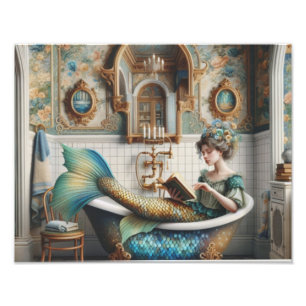 Mermaid in Tub reading Photo Print