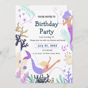 Mermaid Invitation for an Under the Sea Birthday 