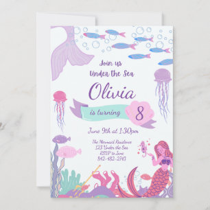 Mermaid Invitation, Mermaid Birthday Invite