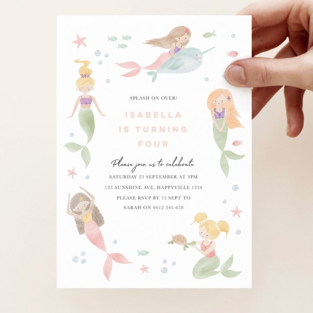 Mermaid Invitation Template, Pool Party Invitation (Creator Uploaded)