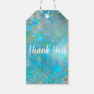 Mermaid Iridescent Pearl Shimmer Birthday Party Gift Tags