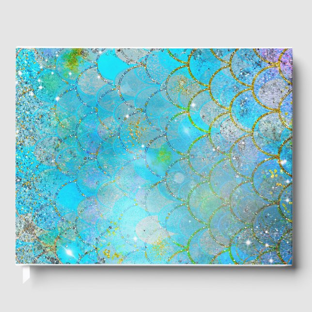 Mermaid Iridescent Pearl Shimmer Glitter Sparkle Guest Book (Front)