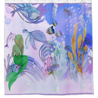 Mermaid Is Watching Sea Life Shower Curtain