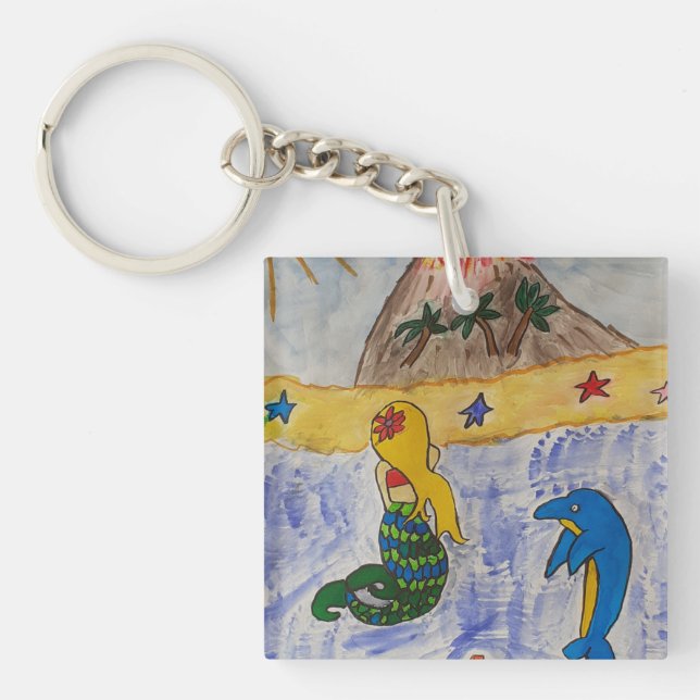 Mermaid Island Acrylic Key Ring (Front)