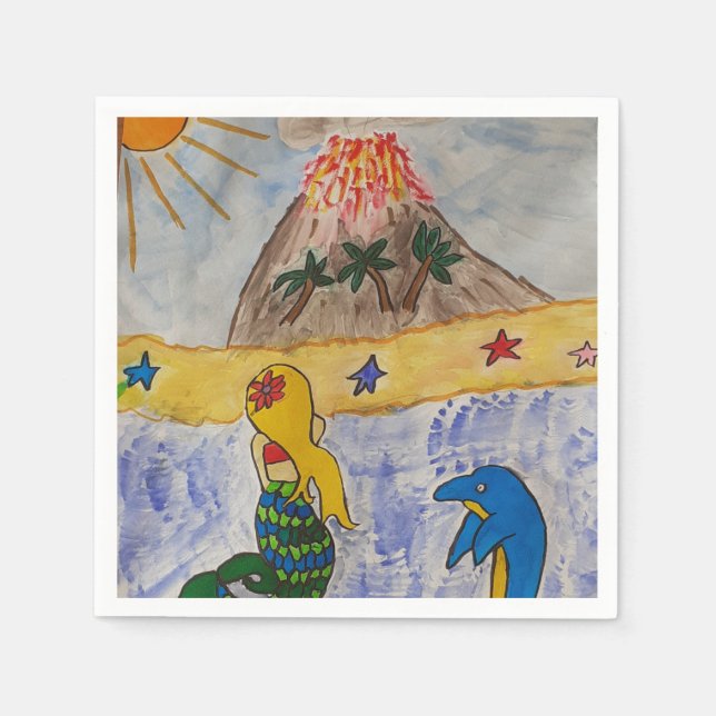 Mermaid Island Paper Napkin (Front)