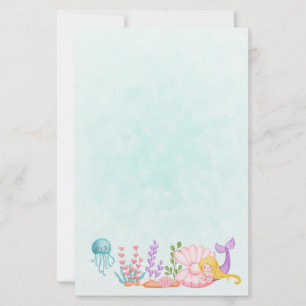 Mermaid & Jellyfish Under the Sea Watercolor