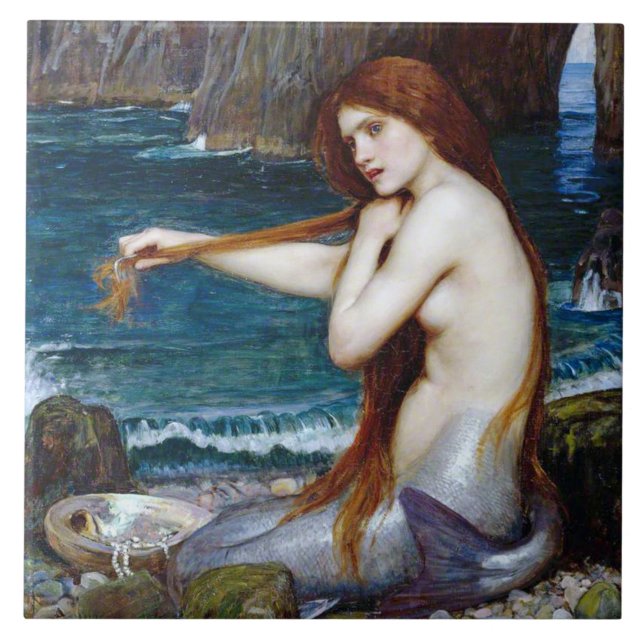 Mermaid, John William Waterhouse Ceramic Tile (Front)