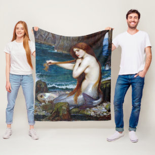 Mermaid, John William Waterhouse Fleece Blanket