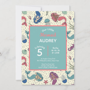 Mermaid Kids Birthday Invitation