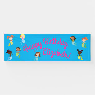 Mermaid Kids Birthday Pool Party Banner