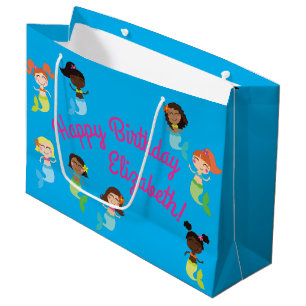 Mermaid Kids Birthday Pool Party Large Gift Bag