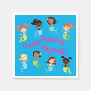 Mermaid Kids Birthday Pool Party Napkin