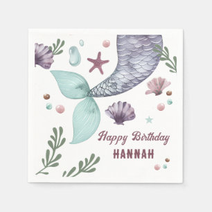 Mermaid Kids Birthday Sea Purple Napkin