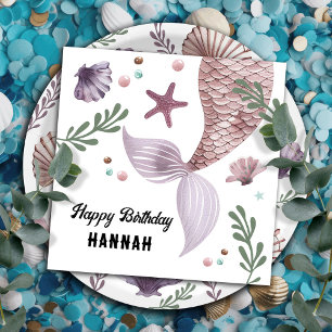 Mermaid Kids Birthday Sea Purple Napkin