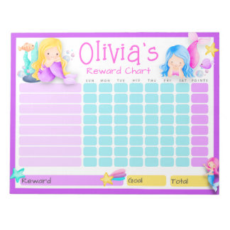 Mermaid Kids Reward Chart for Daily Routine To Do Notepad