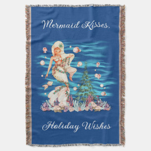 Mermaid Kisses, Holiday Wishes Fringed Throw