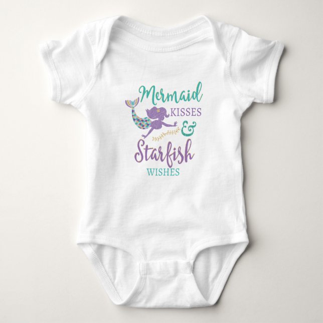 Mermaid Kisses & Starfish Wishes Baby TuTu Shirt (Front)