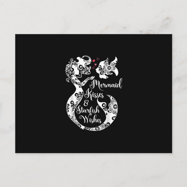 Mermaid Kisses Starfish Wishes Mandala Mermai Swim Announcement Postcard (Front)