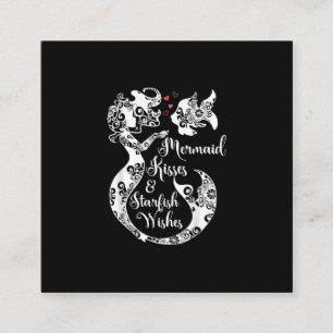 Mermaid Kisses Starfish Wishes Mandala Mermai Swim Square Business Card