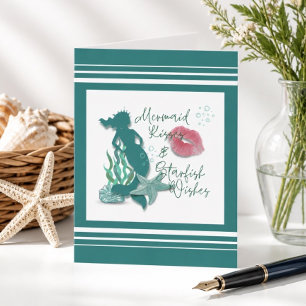Mermaid Kisses Starfish Wishes Note Card