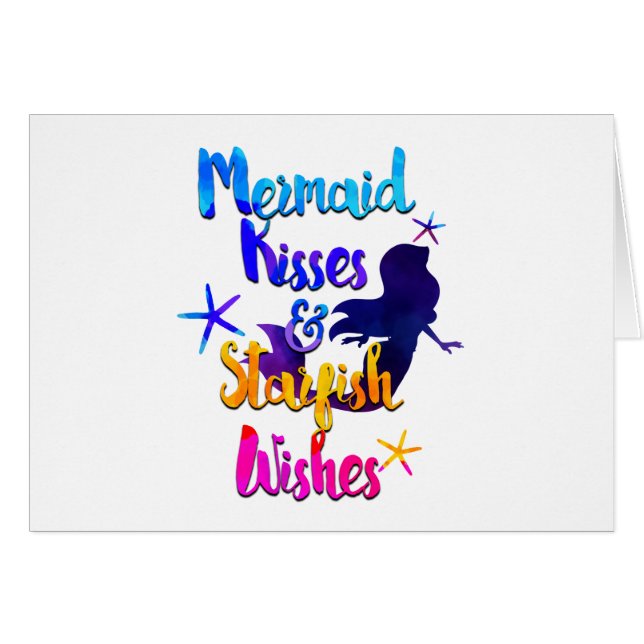 Mermaid Kisses & Starfish Wishes Watercolor Beachy (Front Horizontal)