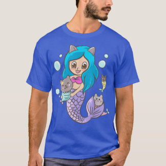 Mermaid Kitten Cats Cute Kawaii Anime Japanese T-Shirt