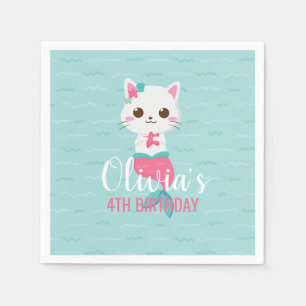 Mermaid Kitty Birthday Party Napkin