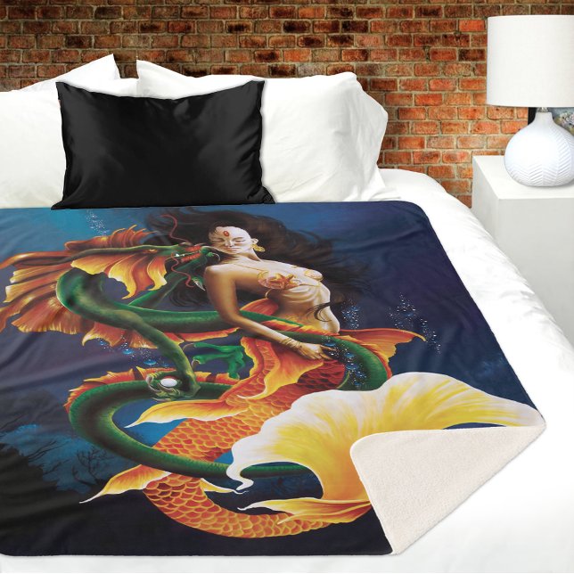 Mermaid Koi Dragon Fantasy Sherpa Blanket (Creator Uploaded)