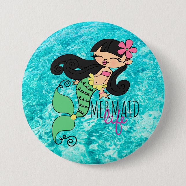 Mermaid Life BH 3 Inch Round Button (Front)