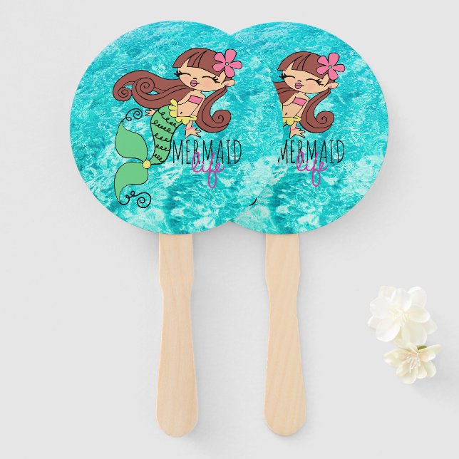 Mermaid Life Hand Fan (Front and Back)