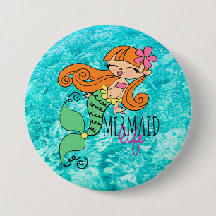 Mermaid Life RH 3 Inch Round Button