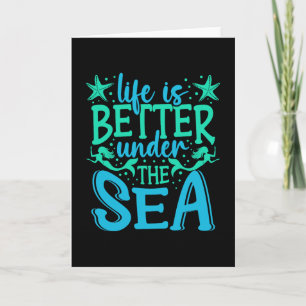 Mermaid Life Under The Sea Vacation Marine Biologi Card