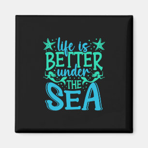 Mermaid Life Under The Sea Vacation Marine Biologi Magnet