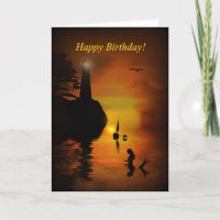 Mermaid Lighthouse Dolphin Sailboat Happy Birthday