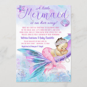 Mermaid Long Distance Baby Shower by Mail Invitation